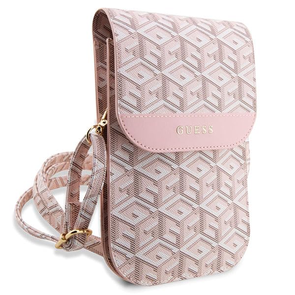 GUESS - G CUBE PU WITH STRIPE WALLET PHONE BAG - PINK