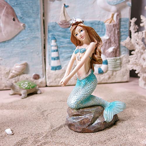 Estatua decorativa de sirena para baño de resina 6.7 pulgadas miniatura 3