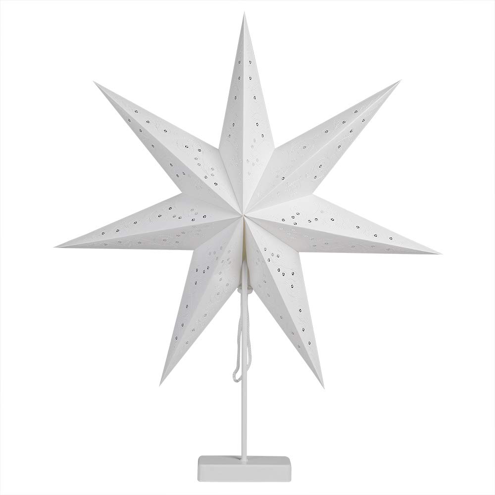 Casaria Gwiazda bożonarodzeniowa LED, bezprzewodowa, 60 cm, ze stojakiem, podświetlana, okienna, bateria, składana, ciepła biel, dekoracja bożonarodzeniowa, gwiazda dekoracyjna