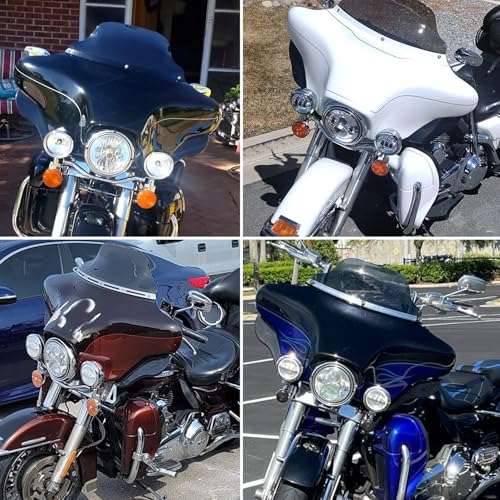 Image of DREAMIZER Wave Windshield Windscreen,Specific Fit Motorcycle Windshield, PC Wind Deflector Compatible with Harley Touring Electra Street Tri Glide 1996-2013 (Smoke Black 8inch)