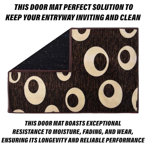 Image of Kuber Industries Door Mat | Floor Door Mat | Door Entrance Mat | Anti-Slip Door Mat | Door Mats for Outdoor & Indoor | Circle-Design Door Mat | Pack of 2 | Brown