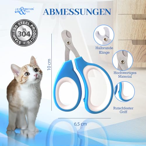 JOY & EMOTION® SUPER KRALLENSCHERE KATZEN, Hunde & Kleintiere | Präzise & Sichere Katzennagelschere für Anfänger | Ergonomisch & Handlich | Rostfreier Stahl, Scharfe Klingen | Profi Krallenpflege
