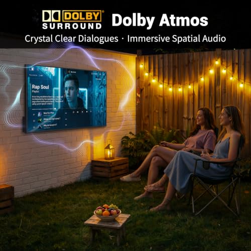 Image of 55 Inch Outdoor TV, Smart TV IP55 Waterproof Outside TVs, 1000 Nits 4K UHD, Outside Television WebOS 25 Voice Control with Dolby Atmos for Covered Patio, Backyard & Poolside