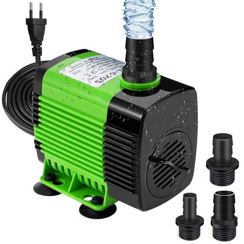 Aceshop Bomba de Agua Sumergible, 50W 2800 L/H Mini Bomba de Agua Ultra Silencioso Bomba de Acuario Pequeña Bomba de Agua con 3 Boquillas Bomba Fuente de Agua para Acuarios Fuentes (Verde-50 W)