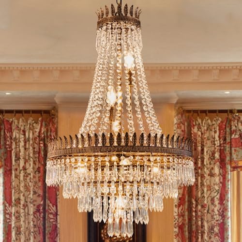 TOCHIC Crystal Chandelier, 7 Lights French Empire Crystals Chandelier for