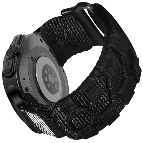 MOFREE Compatible with Samsung Galaxy Watch Ultra 47mm/Ultra 2 (2024/2025) Bands,Rugged Nylon Woven Loop Sport Adjustable Strap Replacement Wristband for Samsung Galaxy Watch 7 Ultra Band 47 mm for Men Black