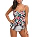 SESY Womens High Waisted Swimsuits Sexy Tankinis Reversible Bottom Floral Printing Swimwear
