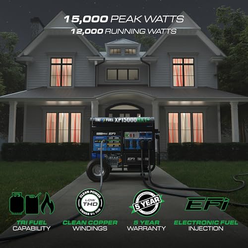 Image of DuroMax XP15000HXT+ 15,000 Watt Portable Tri Fuel EFI Portable Generator - 50 State Approved