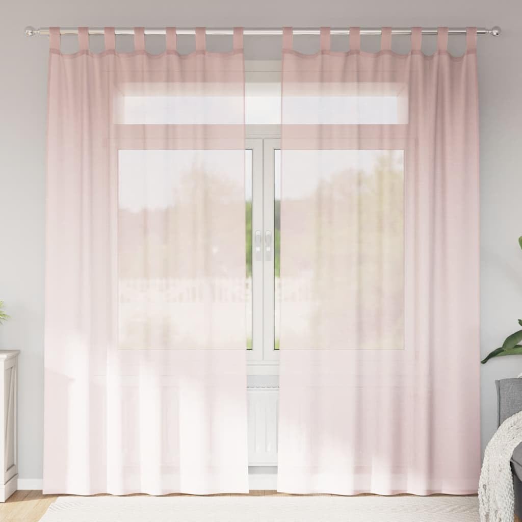 Voilage rose 140x225 semi-transparent brise-vue protection solaire pour chambre