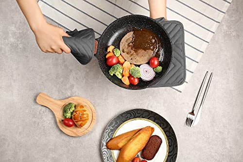 Veikery Oven Pot Holder With Pocket Cotton Heat Resistant Coaster Potholder Kitchen Hot Pad Gray Oven Mitts For Cooking And Baking Square 7"X9" (Gray, 5) #TOP4