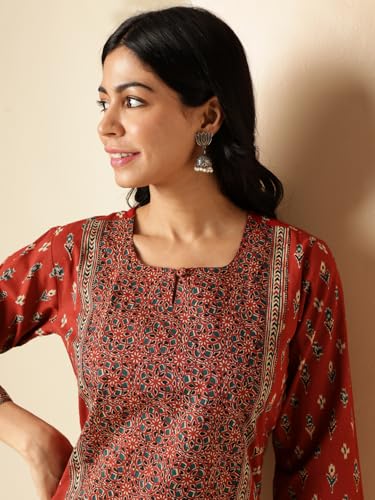 Image of Vbuyz Women's Floral Printed Straight Cotton Special wear Kurtas for Women | Cotton Kurtas for Women | A-Line Kurtas Kurtis | Designer Kurta | Kurtas for Women | Printed Kurtas
