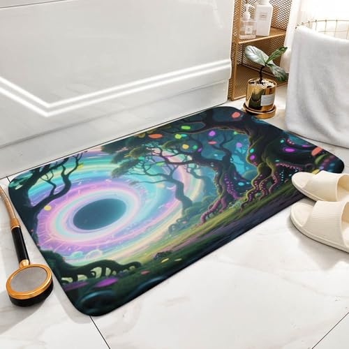Alfombras de baño lujosas con diseño textil premium de bosque para suelos 6