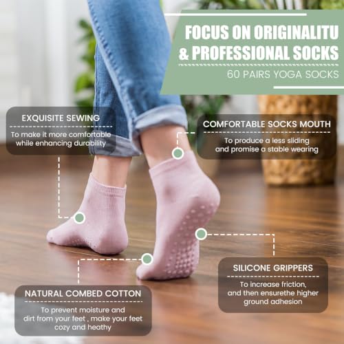 Image of Liitrsh Pilates Grip Socks Bulk Yoga Socks | Adults Man Woman Non Slip Socks with Grips, Anti Skid Pilates and Socks, Pilates Ballet Hospital, L Size