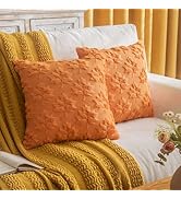 COSIBONO Maple Leaf Fall Throw Pillow Covers 18"x18" Set of 2, Orange Farmhouse Decorative Pillow...