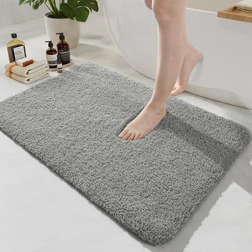 Gray Bathroom Rug Set 2 Piece Bath Mat 21x34'' &U Shape Toilet Rug 21x21'' by HOMORE - Used condition - Image 6