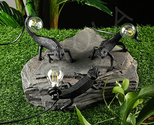 Image of MAYOLA Modern Chameleon Table Lamp,Desk lamp,Night Light,Wall Lamp, Resin Chameleon Lighting Fixture for Living Room, Bedroom, Office,Kids(Table Lamp, C-Black)