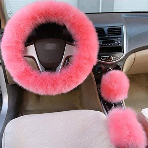 AutoBoy 1 Set 3 Pcs Warm Winter Car Steering Wheel Cover Long Wool Plush Steering Wheel Cover for Car Accessories-14.96