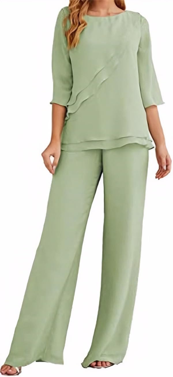 Women's Wedding Pant Suits Elegant Mother of The Bride Pant Suit Chiffon Pants Suits for Women