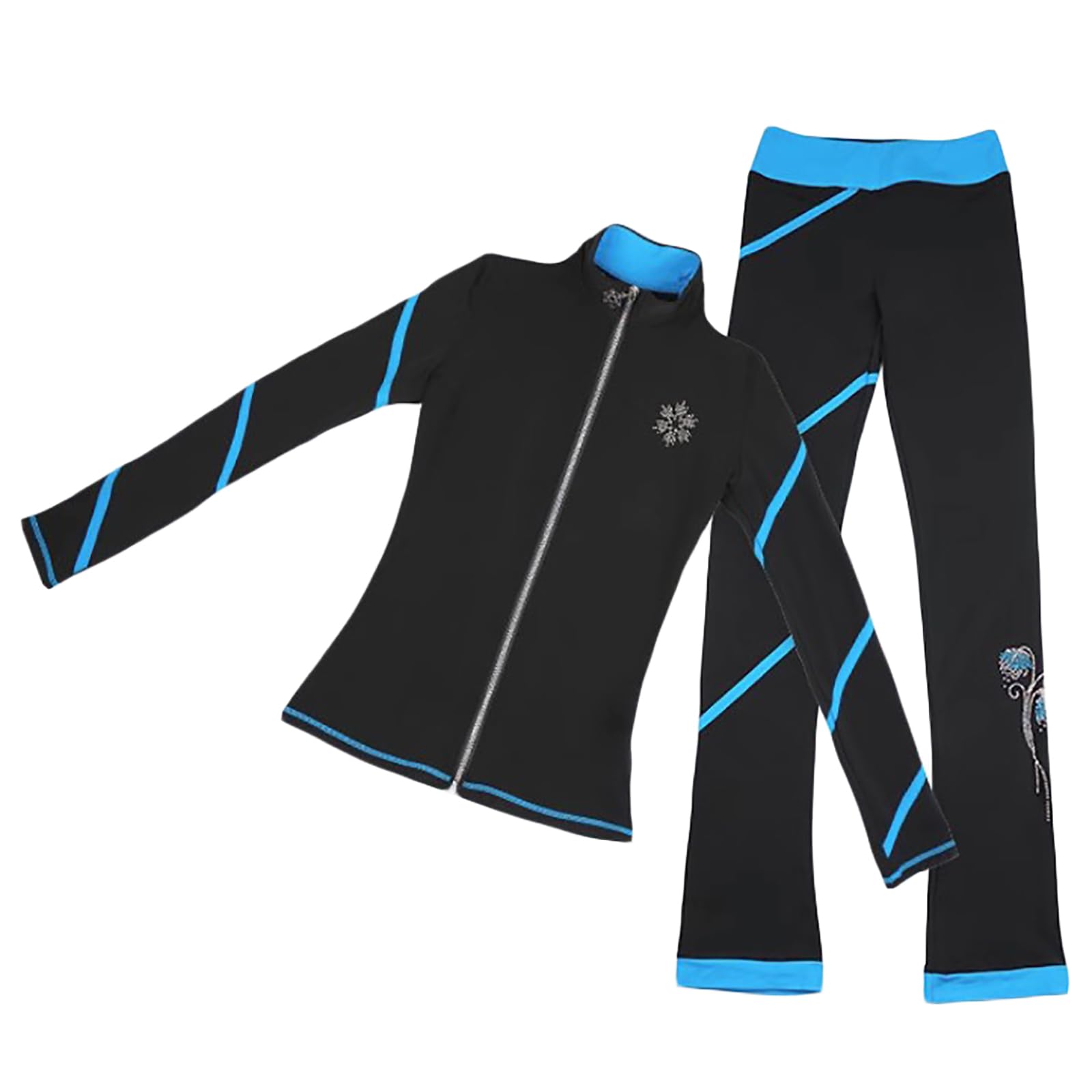 Chaquetas y Pantalones de Patinaje Artístico Mujeres Niñas Conjuntos de Pantalones de Entrenamiento Trajes de Patinaje sobre Hielo(Size:XXS,Color:Azul)