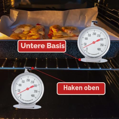 Foto von Thermometer Backofen, Termometro Digitale Küche,Backofenthermometer Temperaturanzeige Instant Read Thermometer Edelstahl-Sonde Stand Up Dial Large Gage Küche Backzubehör