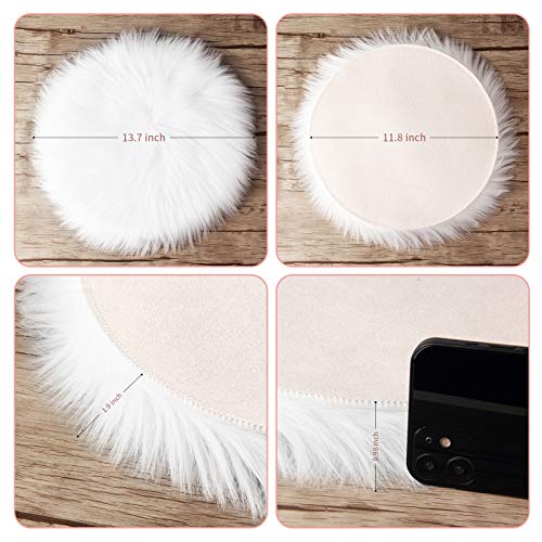 Tapete redondo pequeño de piel sintética, 30 cm blanco miniatura 3