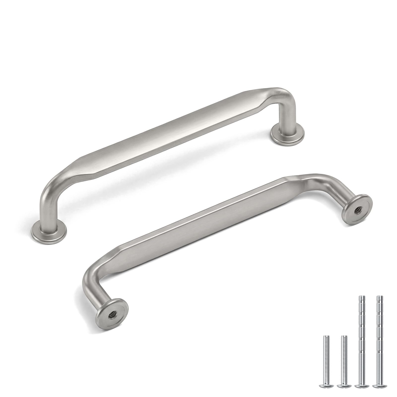 Tiradores de armario Rergy de 128 mm en plata cepillada, pack de 10 unidades de aleación de zinc