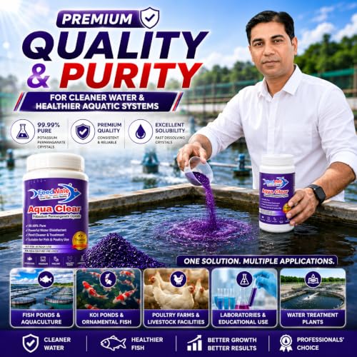Image of FeedWale Potassium Permanganate KMnO4 Crystals 99.99% Pure | Pond Water Disinfectant | Fish Pond | Aquarium | Aquaculture | Biofloc | Poultry (300gm)