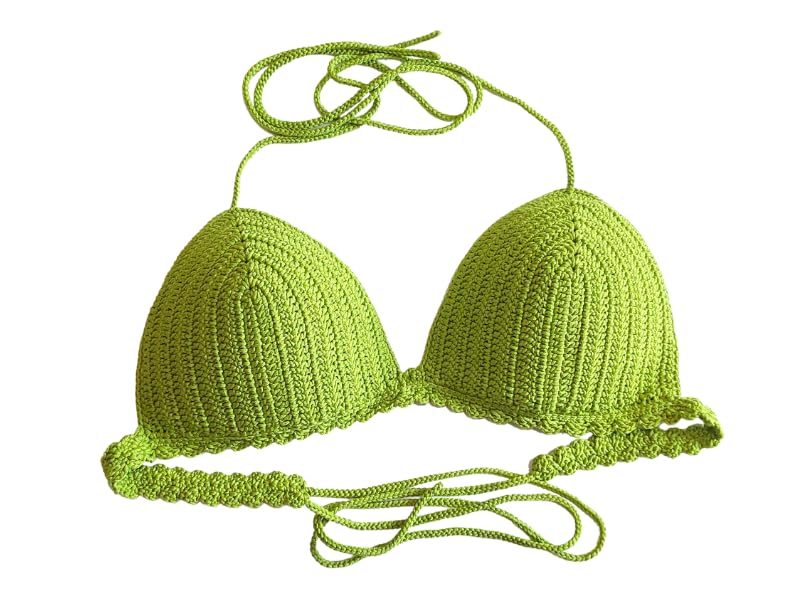 NORDESTINA – Top de Bikini de Ganchillo para Mujer, Top de Bikini Crochet, Traje de Baño crochet, Bikini Crochet 1 pieza, Top de crochet 1 pieza.(M, TOP_VERDE, Verde)