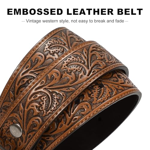 Cowboy Western Belts for Men Woman Cowboy Cowgirl Belt Leather Western Belt | 1.5" Embossed Western Cowboy Cowgirl Country Belt with Zinc Alloy Buckle for Jeans Rodeo Texas Halloween Costume Party Gifts - Image 5