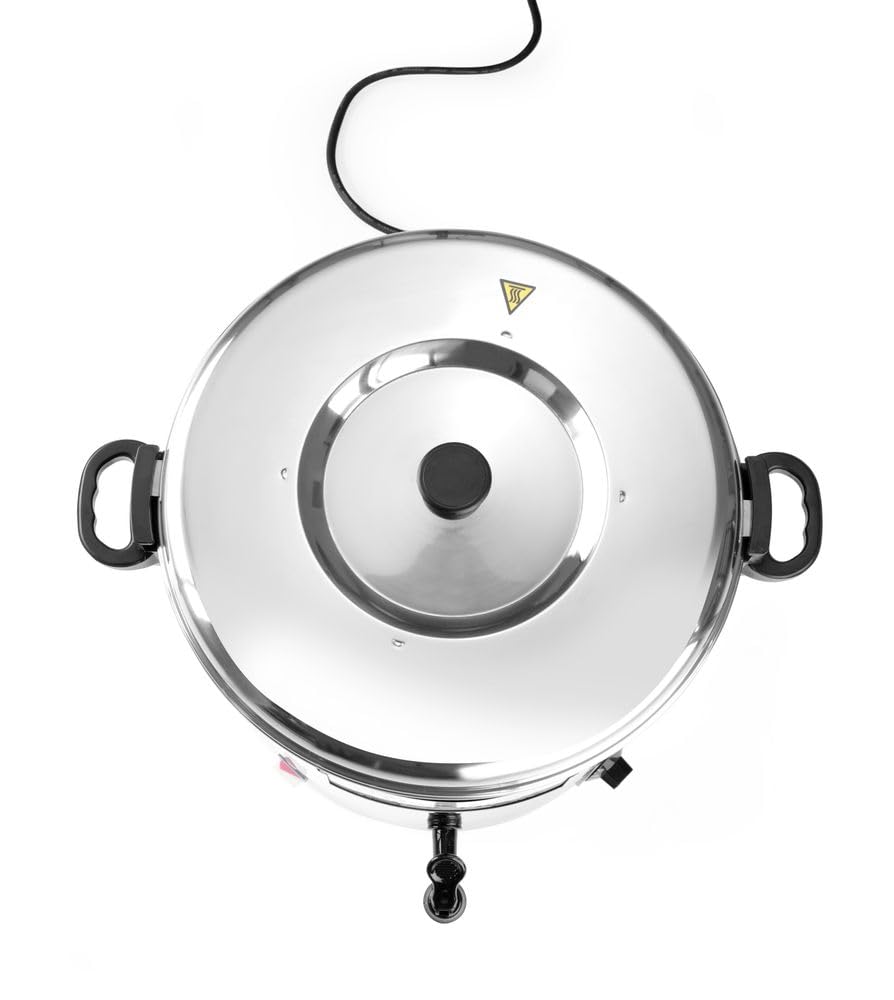 HENDI Heissgetränkespender, Einwandig, für Glühwein und kochendes Wasser (nicht für Kakao), Temperatur regelbar bis 110°C, für warmhalten von Gläsern, 28L, 230V, 2200W, 500x465x(H)490mm, Edelstahl