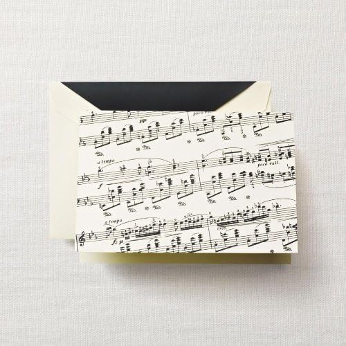 CRANE & CO. 10 - Sheet Music and Lined Envelopes on Ecruwhite Kid Finish Paper 3 13/16" x 5 5/16"