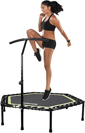 Exercise Rebounder 48 Fitness Mini Trampoline Indoor Outdoor For Adults With Adjustable Handle Bar Cardio Jumping Trainer Home Workout Gym Equipment Max Load 150kg Amazon Co Uk Sports Outdoors