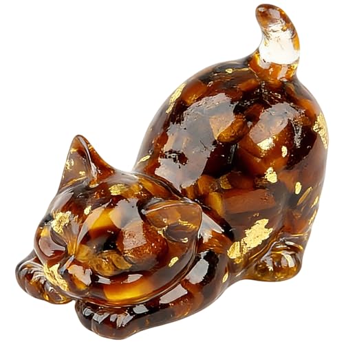 Tiger Eye Crystal Cat Ornaments Figurine 1.6 Mothers Day Valentines Gifts