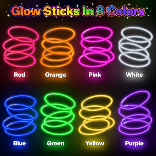 Springflower SF-24P-YGB100 100 Pcs Glow Sticks Bulk Party Favors, 8 Inch Glow In The Dark Party Supplies, Light Sticks For Party Favors Glow Necklaces And Bracelets thumb #1