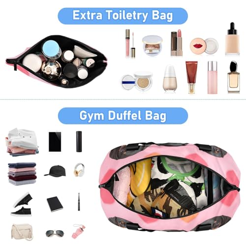 Three Friendly Dogs Gym Bag for Women Sport Travel Duffel Bag Shoulder Weekender Overnight Bags with Wet Pocket & Shoe Compartment4