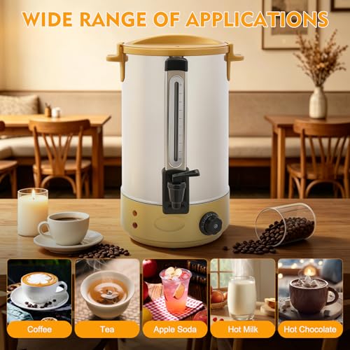 Image of 120Cup Electric Hot Water Dispenser, 7.4 Gal Stainless Steel Commercial Water Boiler and Warmer, 1800W Temp Adjustable Tabletop Tea Coffee Urn for Parties (7.4Gal Gold)