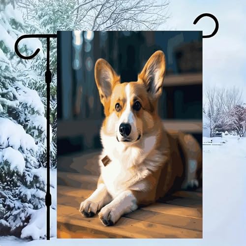 Bandera de jardín resistente doble cara Corgi para evitar desgaste solar 2