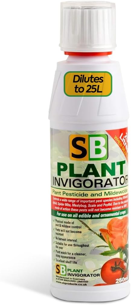 SB Plant Invigorator Pesticide & Natural Pest Control | Non-Toxic, Bee Friendly Garden Treatment | Safe for Vegetables & Ornamentals (250ml Makes 25L)