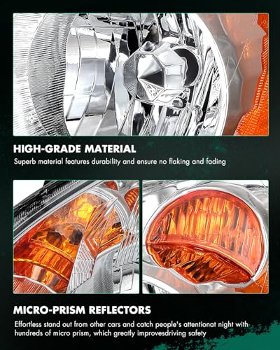 Image of SCITOO Headlight Assembly Fits For HONDA CR-V 2005-2006 Headlamps Replacement For 05 06 HONDA CR-V in Chrome Housing Amber Reflector Clear Lens Driver & Passenger Side | Fit 2005-2006 for Honda CR-V Headlights | Driver & Passenger Side | Chrome Housing Amber Reflector| OE#33151-S9A-A11