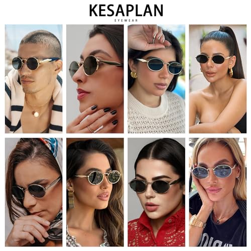 KesaPlan Retro Oval Sunglasses for Women Men, Classic Sunglasses Designer Shades Trendy UV Protection Sun Glasses3