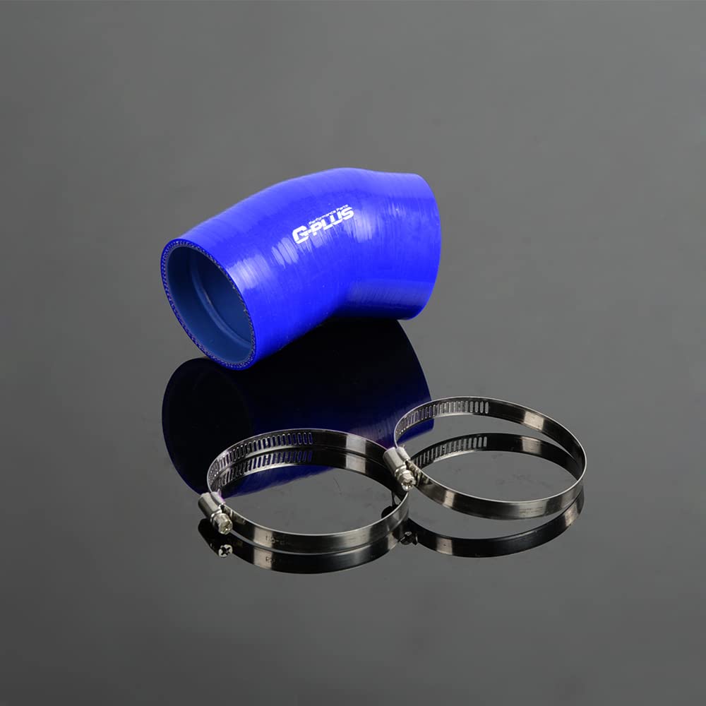 PIT66 Silicone Intercool Intake Hose Kit,Compatible with Ford F-Series 6.0L Diesel Elbow Turbo Blue with Clamps