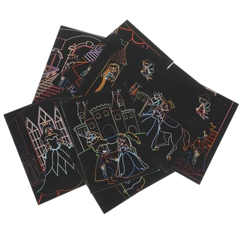 Mikikit Papel para Rascar Dibujo para Kit Delicado de Manualidades Creativas Papel Artístico para Rascar y Pintar Regalo Educativo para Incluye Plantillas de Dibujo