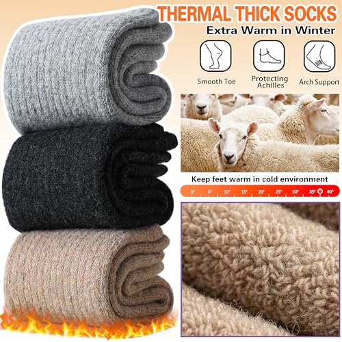 Image of Sandsuced 5 Pack Merino Wool Boot Hiking Socks for Women Warm Winter Thick Thermal Cozy Work Soft Ladies Socks