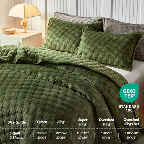 Olive Green Velvet Quilt  - image 2