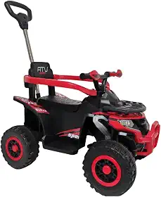 Quadriciclo Infantil com Empurrador e Luzes Ride On Maxi Toys (Vermelho)