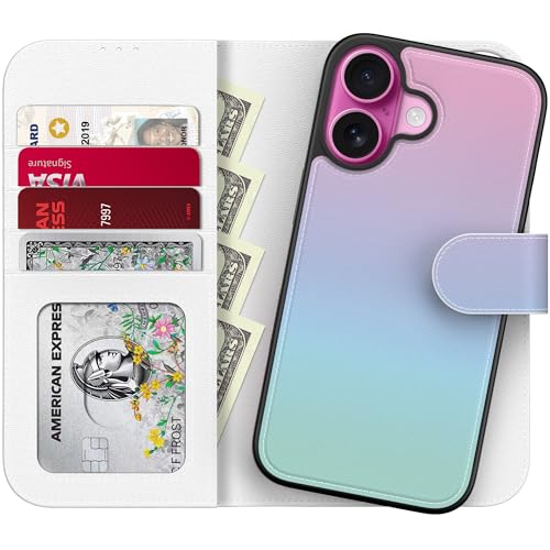 Étui portefeuille iPhone 16 bleu idéal pour ranger vos cartes en voyage