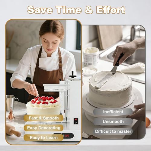 Automatischer Kuchenglätter – 200 W einstellbare Geschwindigkeit, Kuchenglasur-Drehteller für 10,2–30,5 cm Schichtkuchen, kompaktes Design für Heimbäcker und Bäckereien, perfekt für glatte Oberflächen