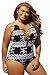 Women's Sexy Print Lace Up V Neck One Piece Swimsuit Monokini Swimwear Bathing Suits Plus Size, Black, XXXX-Large