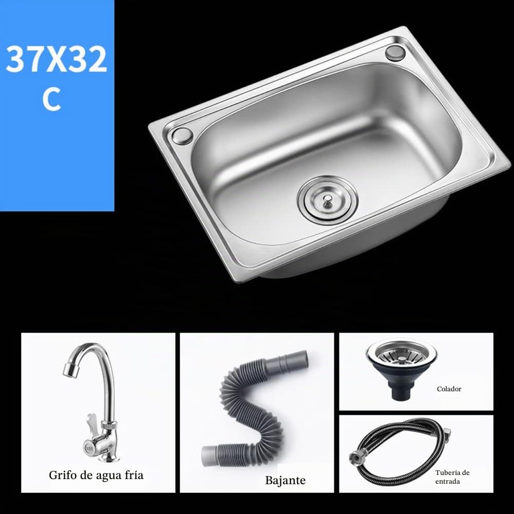 Fregadero De Cocina Pequeño, Cuenco Individual Fregadero De Acero Inoxidable Autocaravana Autocaravana Para Instalación Empotrada Y Bajo Cubierta Escurridor Reversible Con Abrazaderas Para Tubos De De