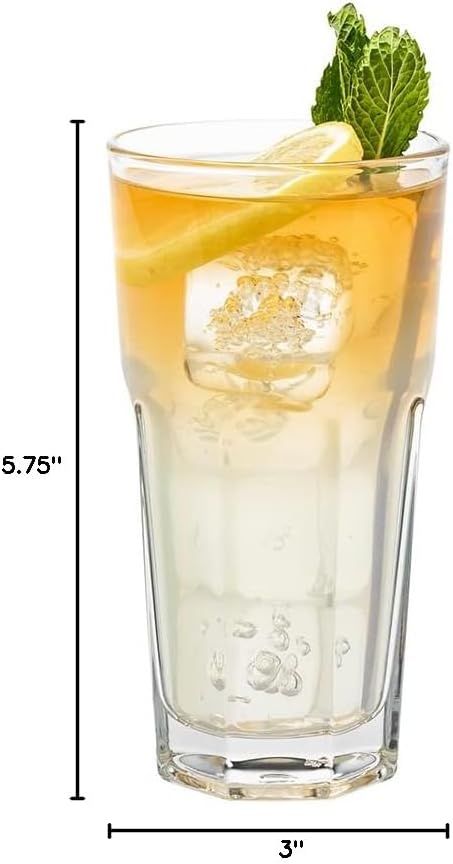 Restaurantware Otto 10 Ounce Beverage Glasses Set Of 6 Paneled Drinking Glasses - Fine-Blown Tempered Dishwasher-Safe Clear Glass Glassware Set For All Types Of Drinks